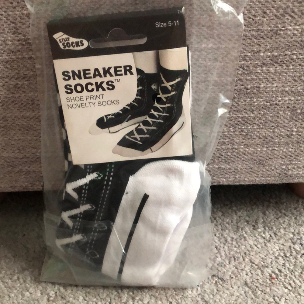 Sneaker Print Novelty Socks - Black and White